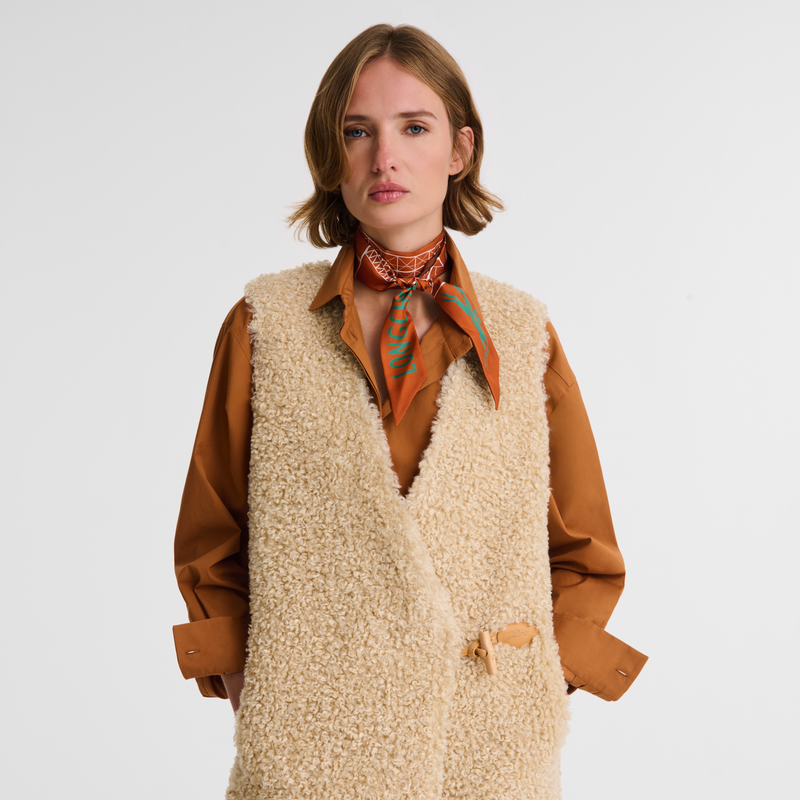 Long cardigan Ecru - Faux fur