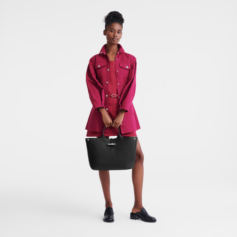 Le Roseau L Handbag Black - Leather