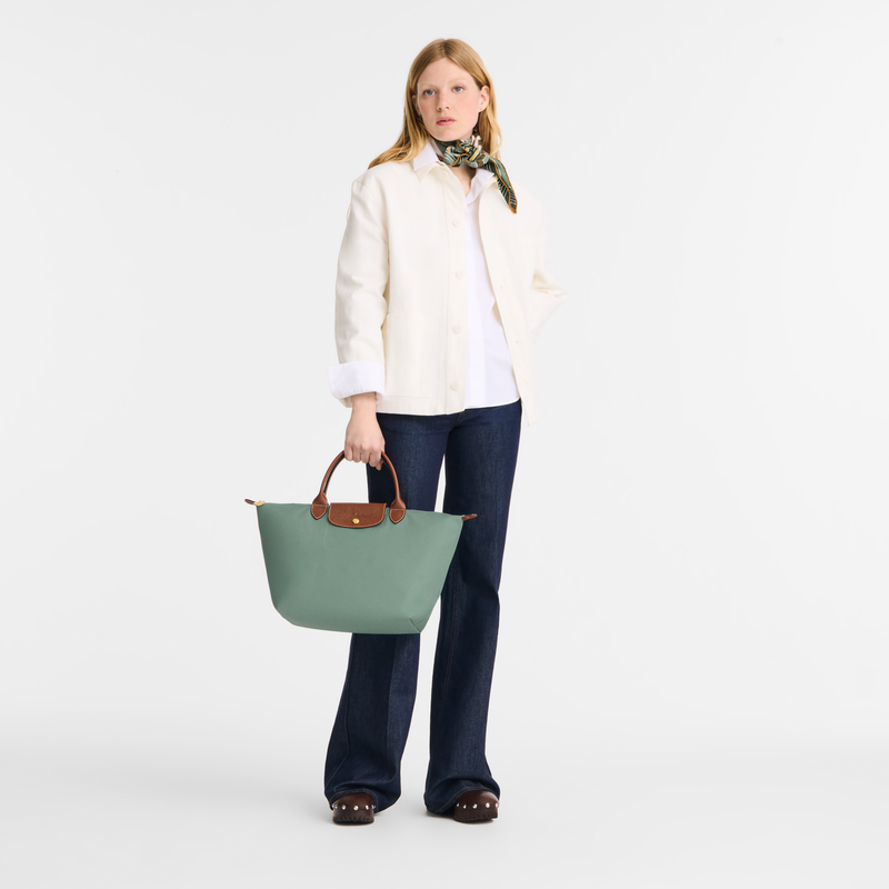 Le Pliage Original M Handbag Celadon - Recycled canvas