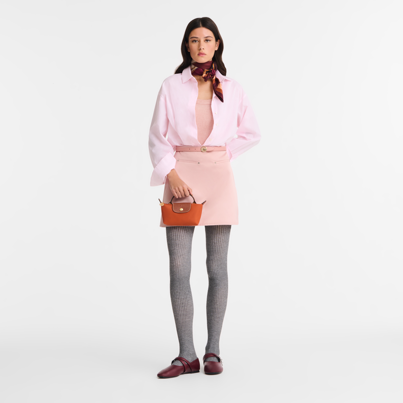 Le Pliage Original Pouch with handle Brick - Recycled canvas