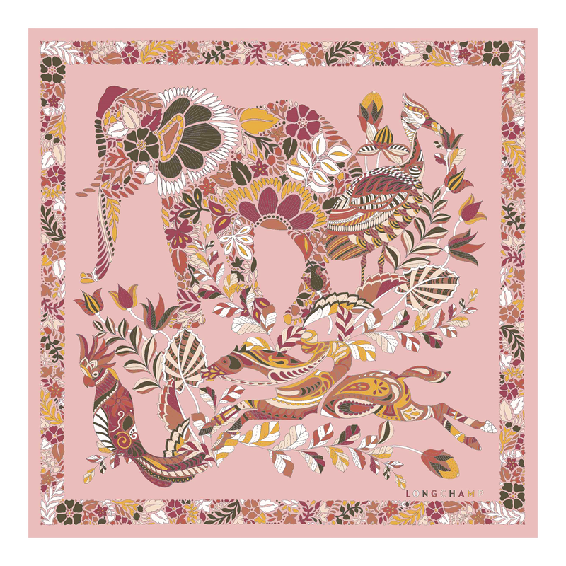 Forêt Longchamp Silk scarf 50 Pink Tea - Silk