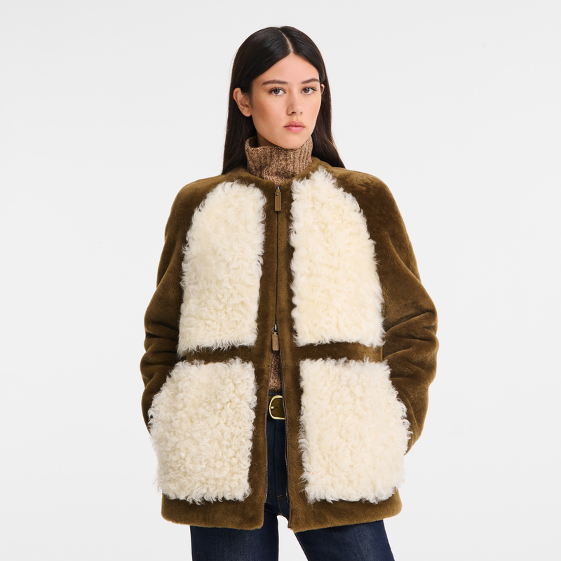 Coat Olive/Ecru - Leather