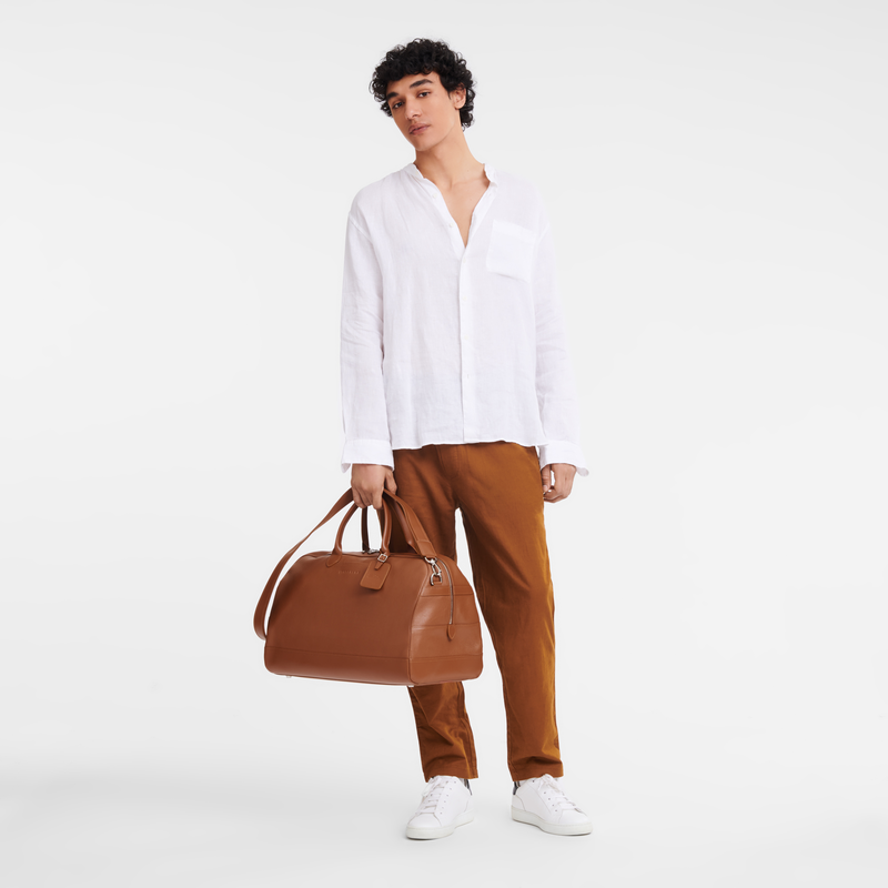 Le Foulonné L Travel bag Caramel - Leather