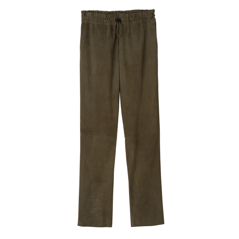Leather straight pants Khaki - Leather