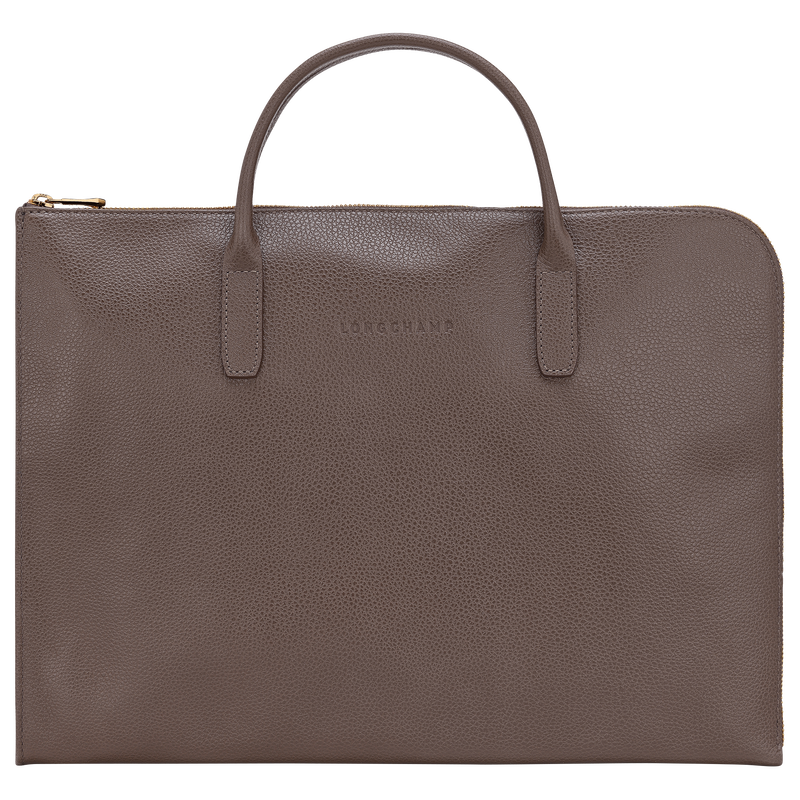 Le Foulonné S Briefcase Taupe - Leather