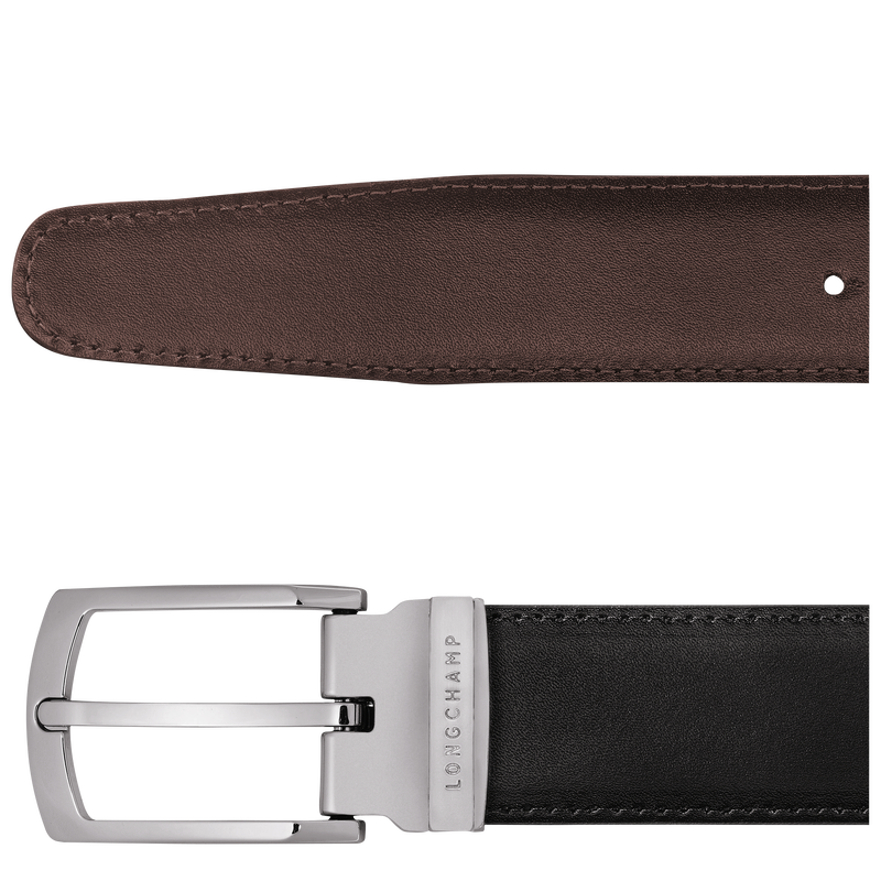 Delta Box Men's belt Black/Mocha - Leather