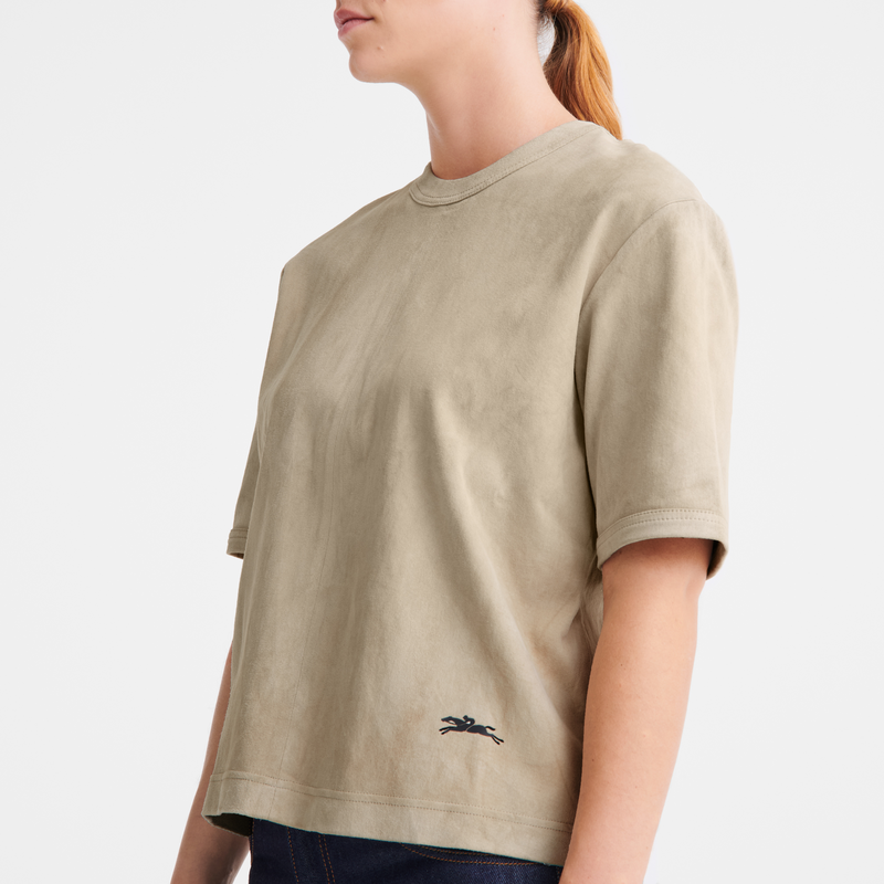 Short leather top Linen - Leather