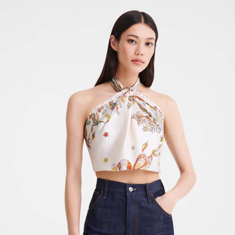 Forêt Longchamp Silk scarf 90 Ecru - Silk