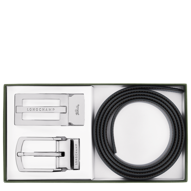 Delta Box Men's belt Black/Mocha - Leather