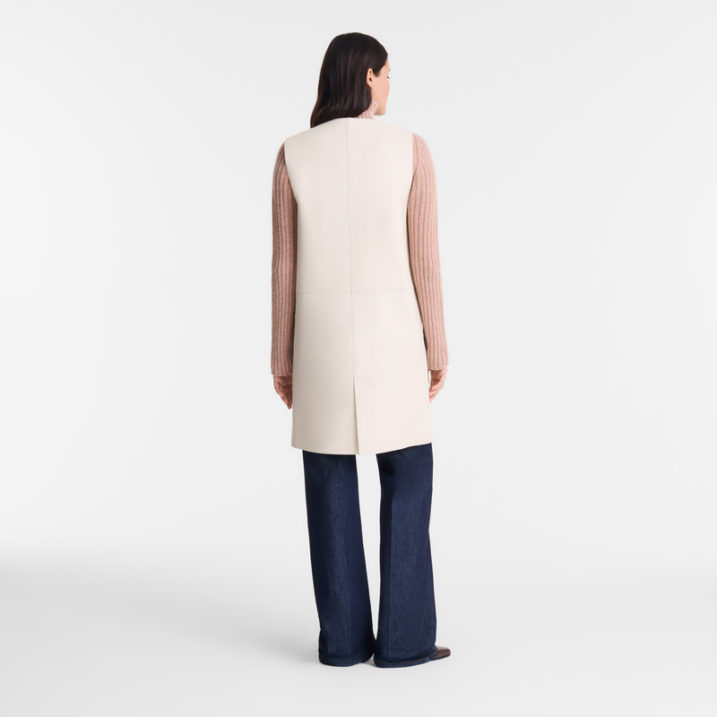 Sleeveless jacket Ecru - Leather