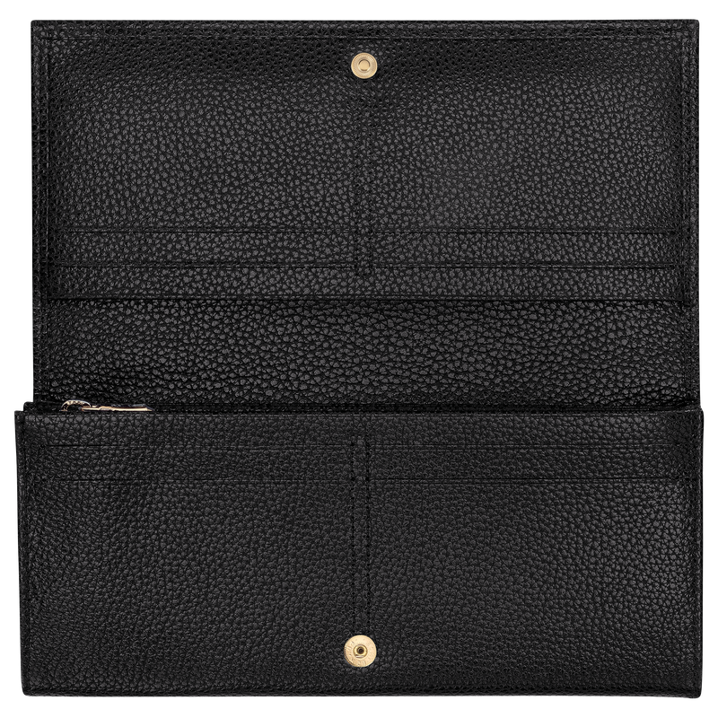 Le Foulonné Long continental wallet Black - Leather