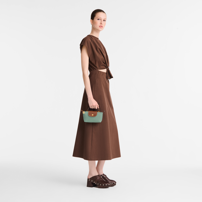 Le Pliage Original Pouch with handle Celadon - Recycled canvas