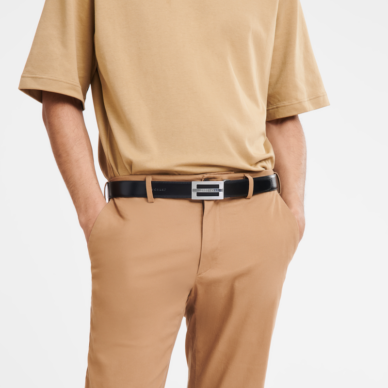 Delta Box Men's belt Black/Navy - Leather