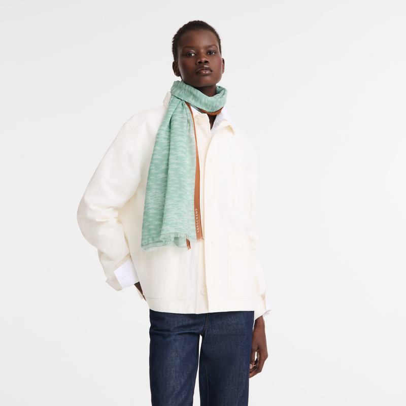 Chevaux Stole Celadon - Horse print