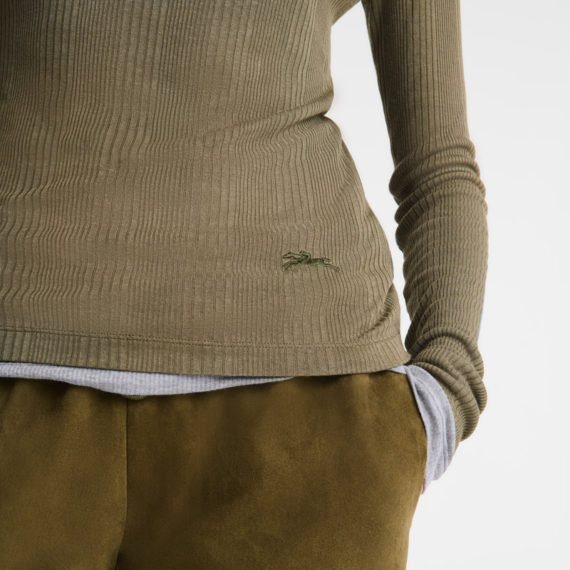 Thin turtleneck sweater Khaki - Jersey