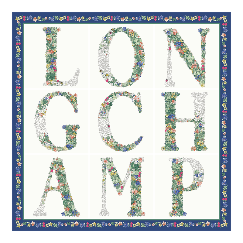 Le Jardin Longchamp Silk scarf 50 Navy - Silk