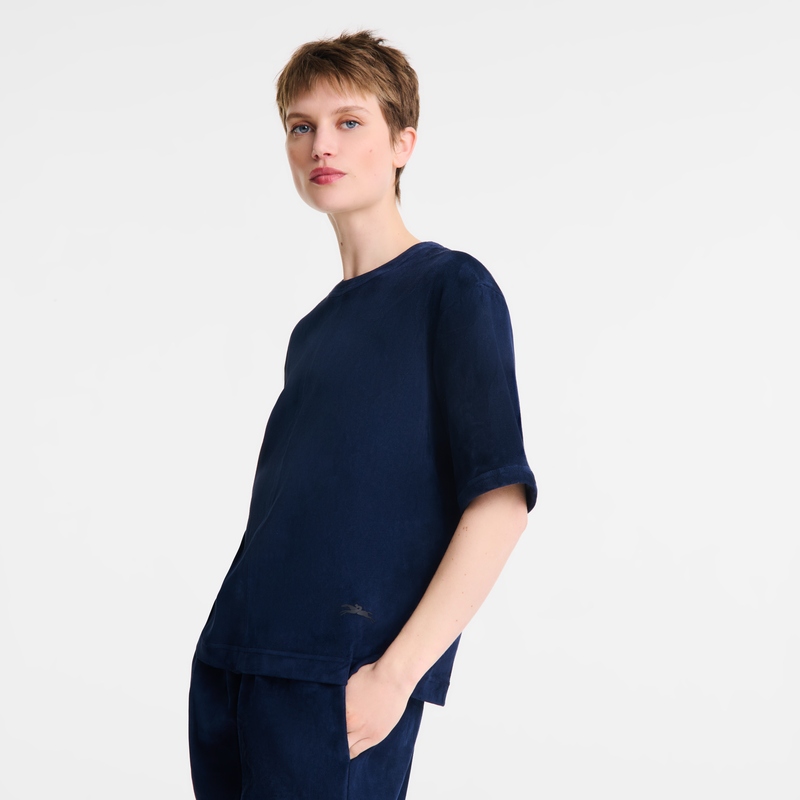 Short leather top Navy - Leather