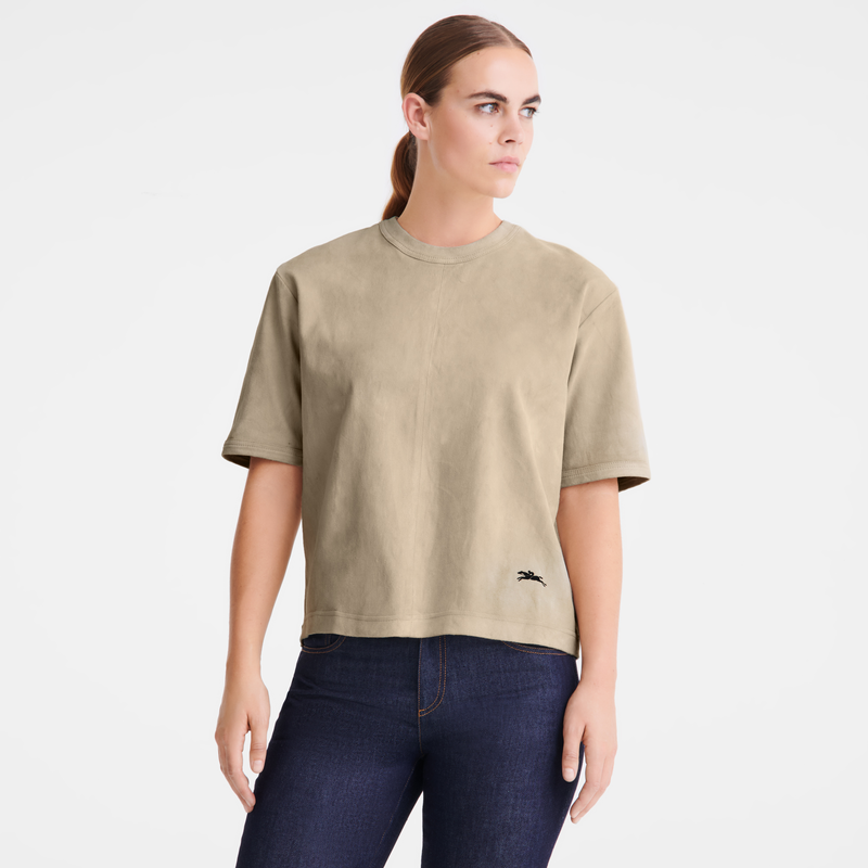 Short leather top Linen - Leather