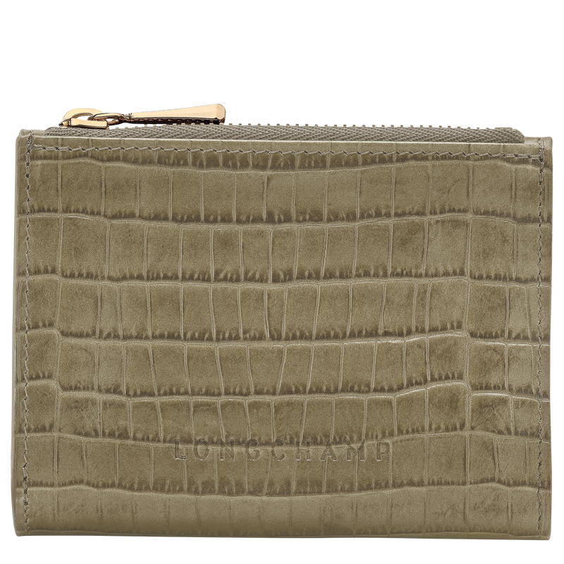 Longchamp Pocket Compact wallet Olive - Leather