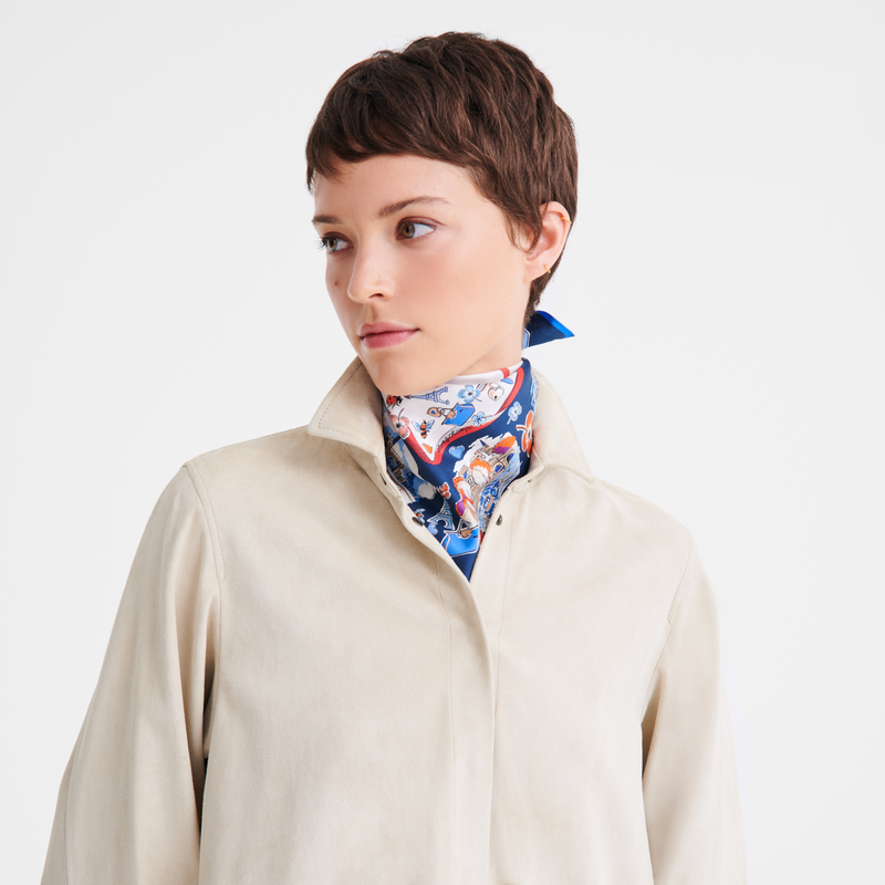 Equestrian Tower Silk scarf 50 Ecru - Silk