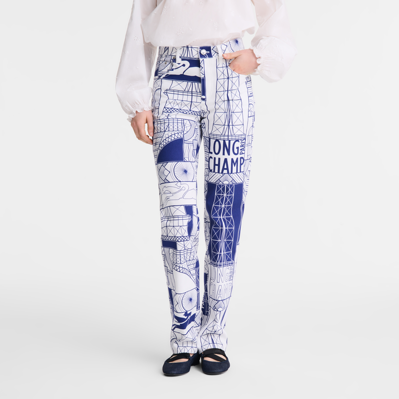 Trousers Navy - Printed cotton
