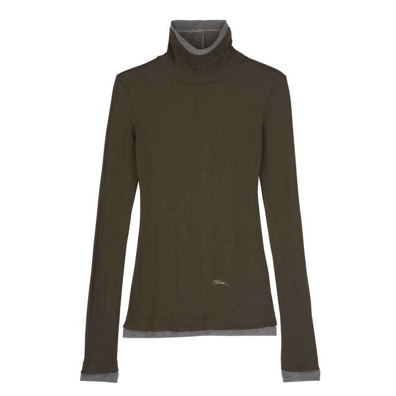 Thin turtleneck sweater Khaki - Jersey