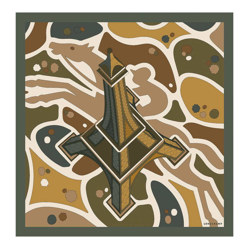 Equestrian Tower Silk scarf 70 Forest - Silk