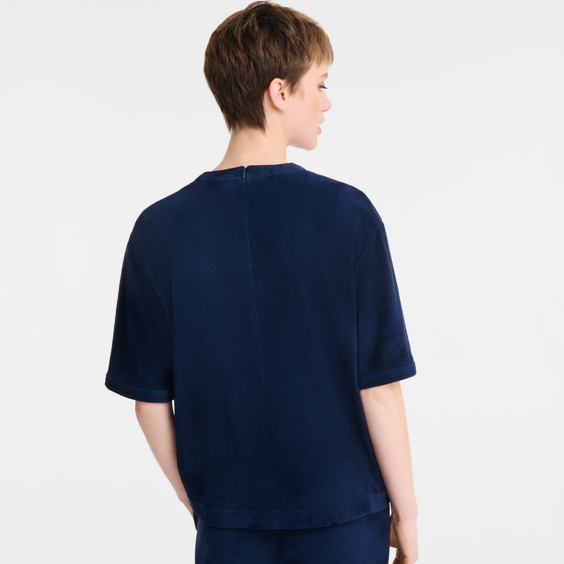 Short leather top Navy - Leather