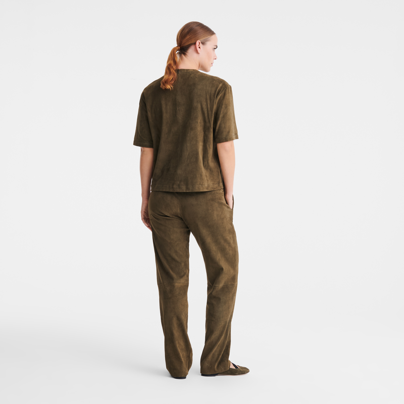 Short leather top Khaki - Leather