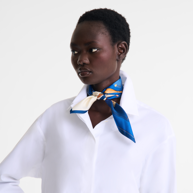 Longchamp Worker Silk scarf 50 Navy - Silk