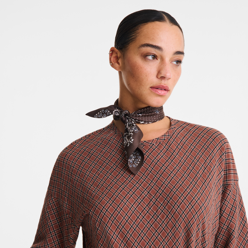 French Bandana Silk scarf 50 Mocha - Silk