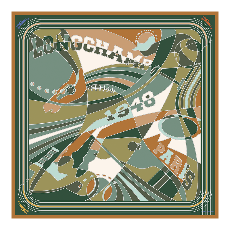 Longchamp League Silk scarf 90 Nutmeg - Silk