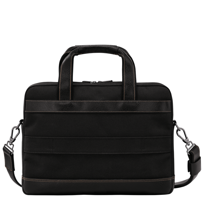 Boxford S Briefcase Black - Recycled canvas