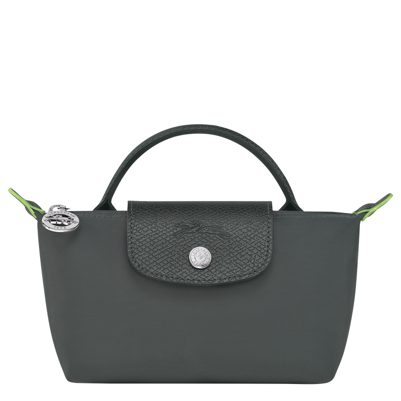 Le Pliage Green Pouch with handle Graphite - Recycled canvas