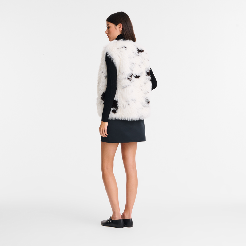 Sleeveless cardigan Black/White - Faux fur