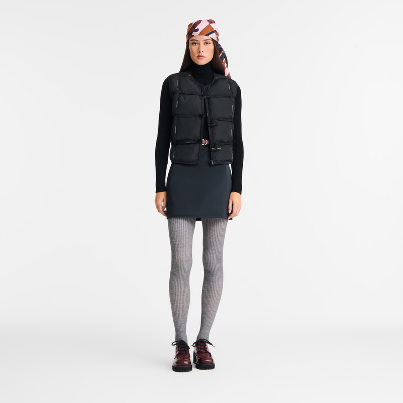 Sleeveless cardigan Black - Quilted techno-taffeta