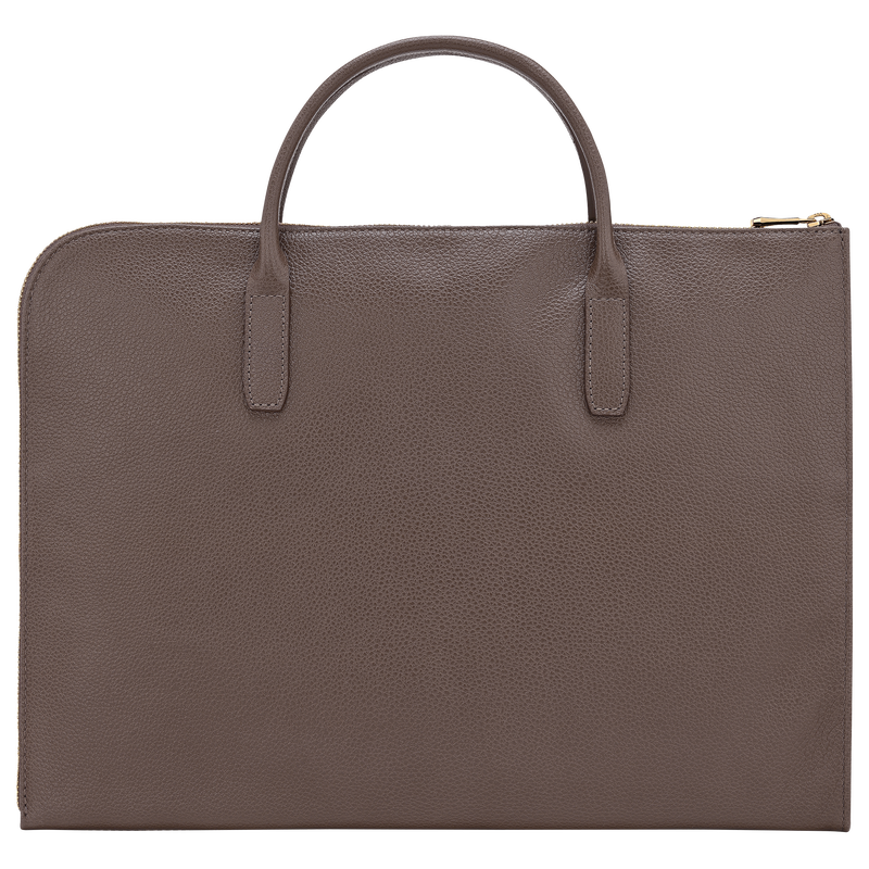 Le Foulonné S Briefcase Taupe - Leather