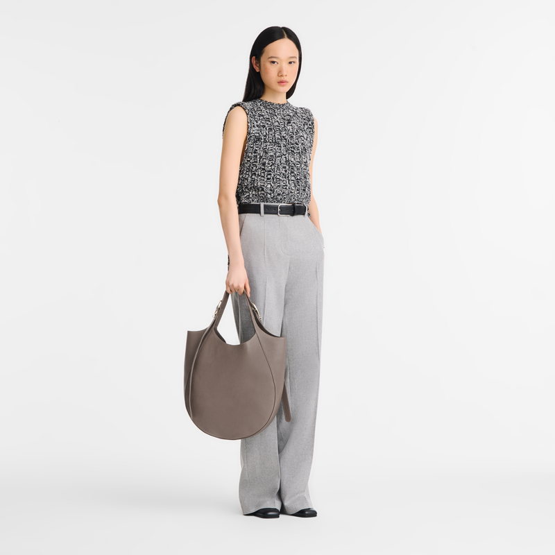 Le Foulonné XL Tote bag Taupe - Leather