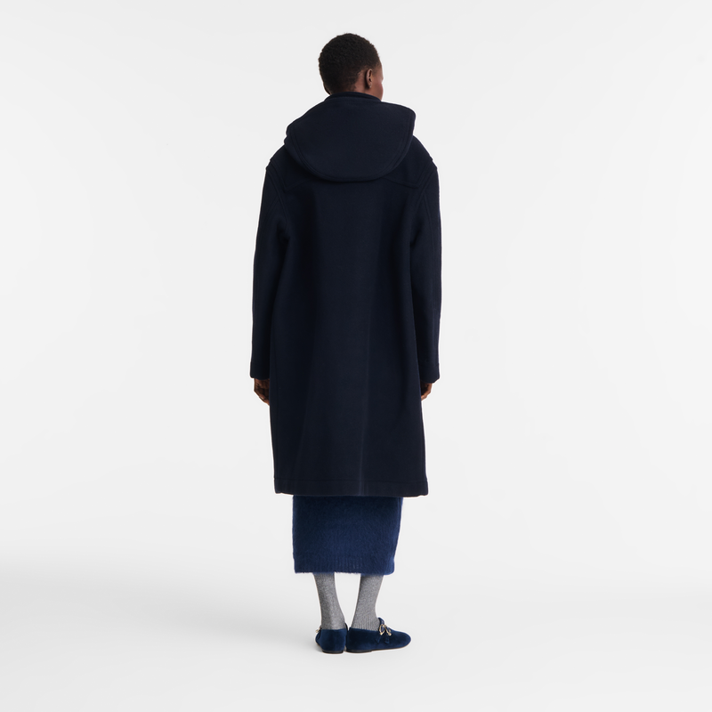 Duffle Coat Navy - Double-faced wool cloth
