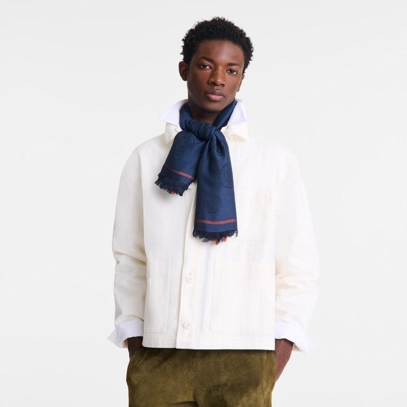 La Médaille Longchamp Shawl Navy - Cotton blend