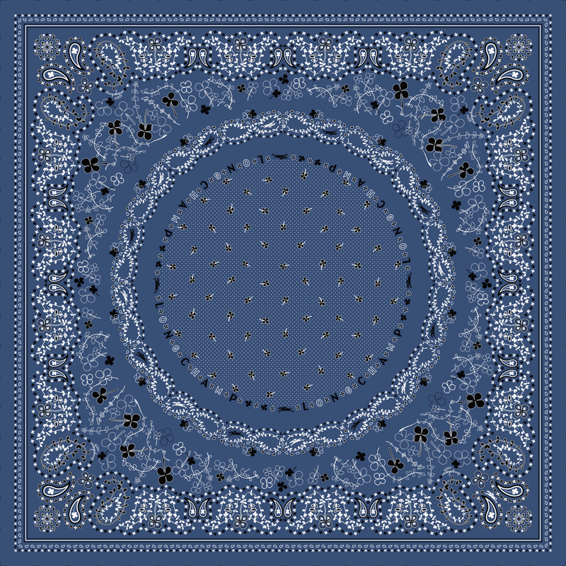 French Bandana Stole Atlantic/Oregano - Wool blend