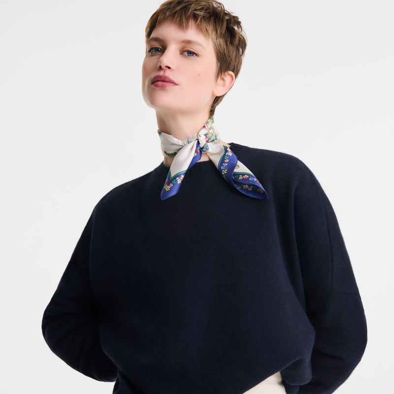 Le Jardin Longchamp Silk scarf 50 Navy - Silk