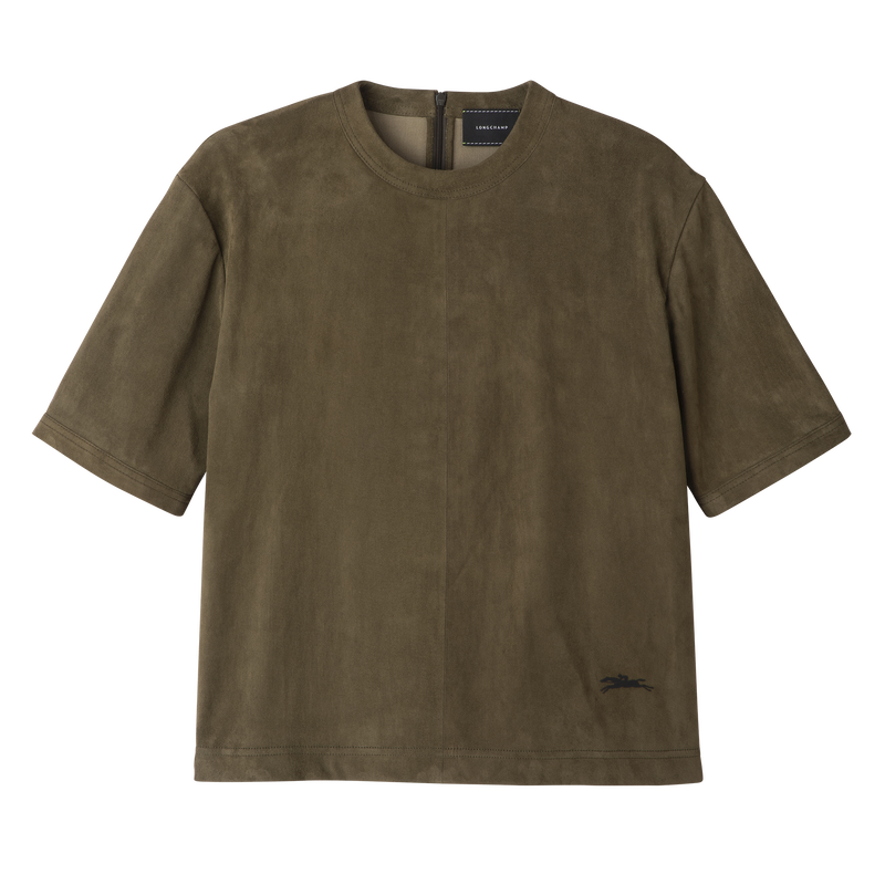 Short leather top Khaki - Leather