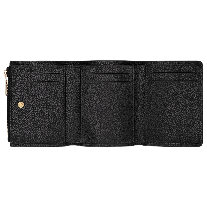 Le Foulonné Compact wallet Black - Leather