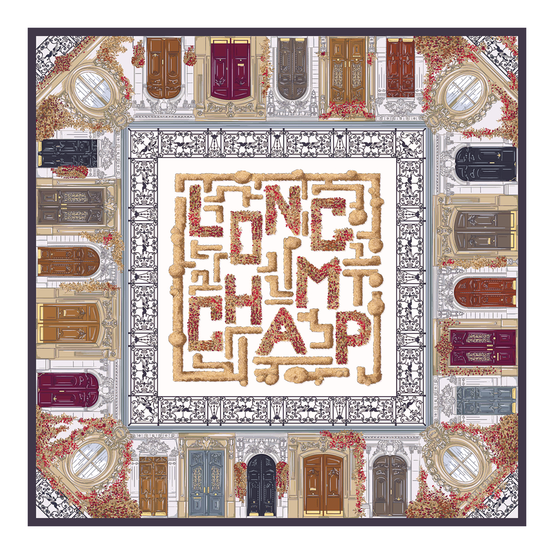 Jardin Parisien Silk scarf 90 Ebony - Silk