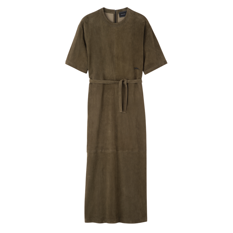 Leather long dress Khaki - Leather