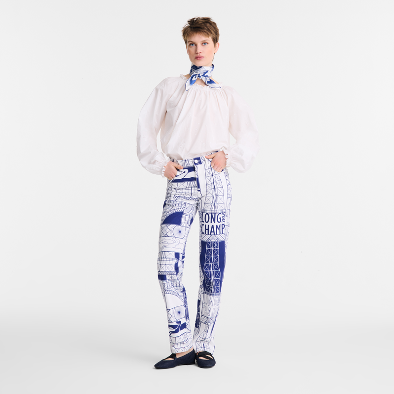 Trousers Navy - Printed cotton