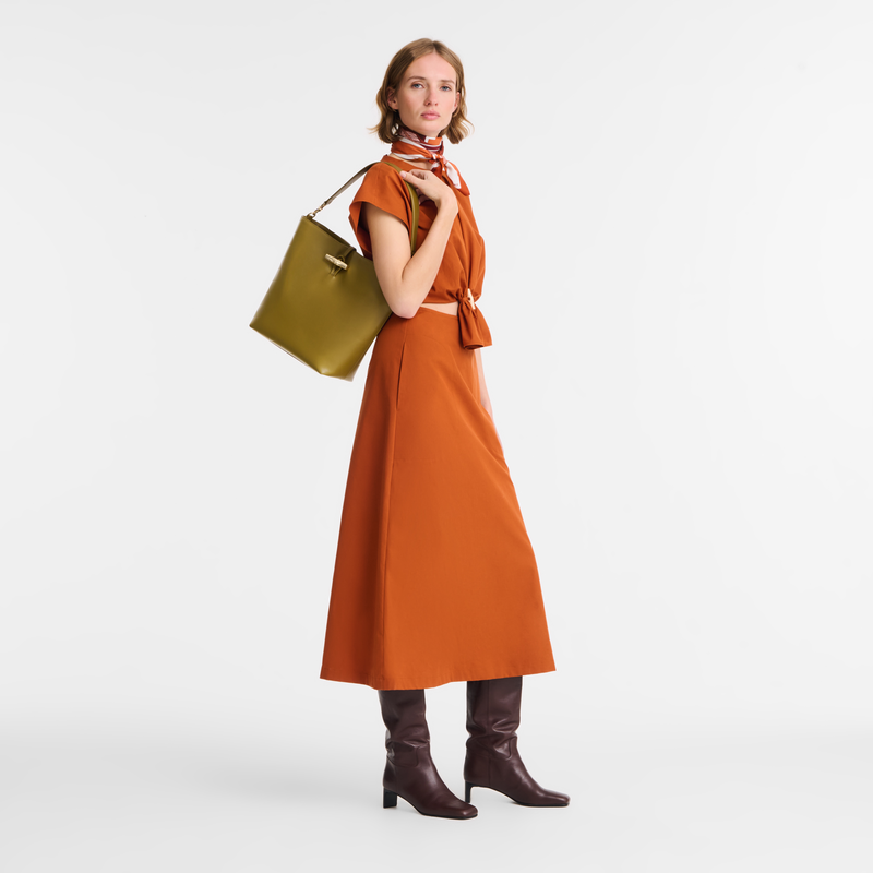 Le Roseau M Hobo bag Olive - Leather