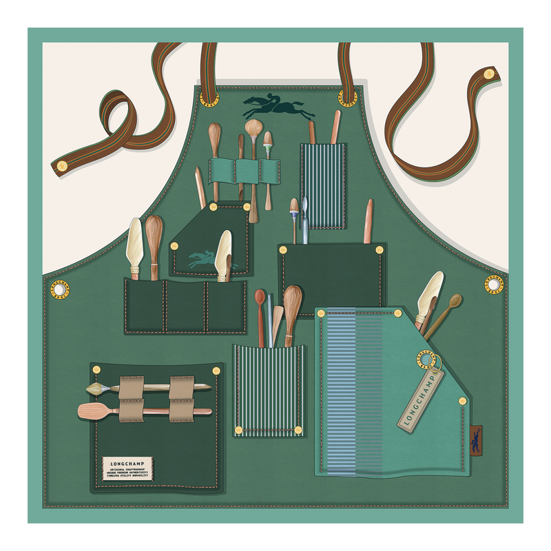 Longchamp Worker Silk scarf 50 British Green - Silk