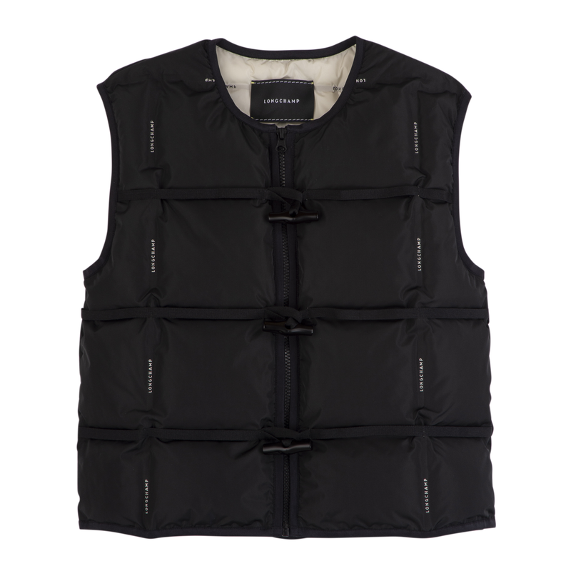 Sleeveless cardigan Black - Quilted techno-taffeta